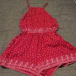 Red Patterned Romper